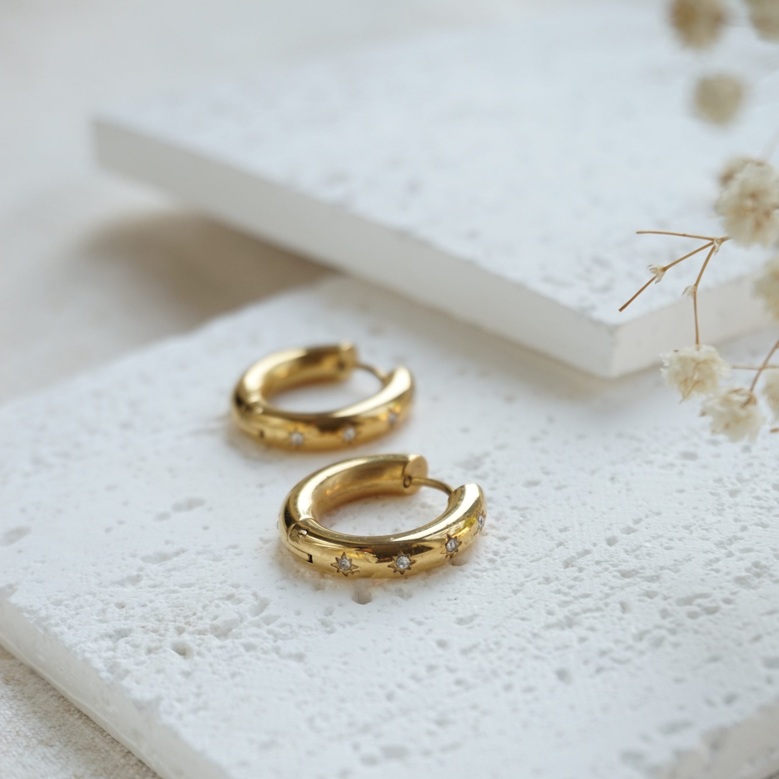 gold nova hoop earrings