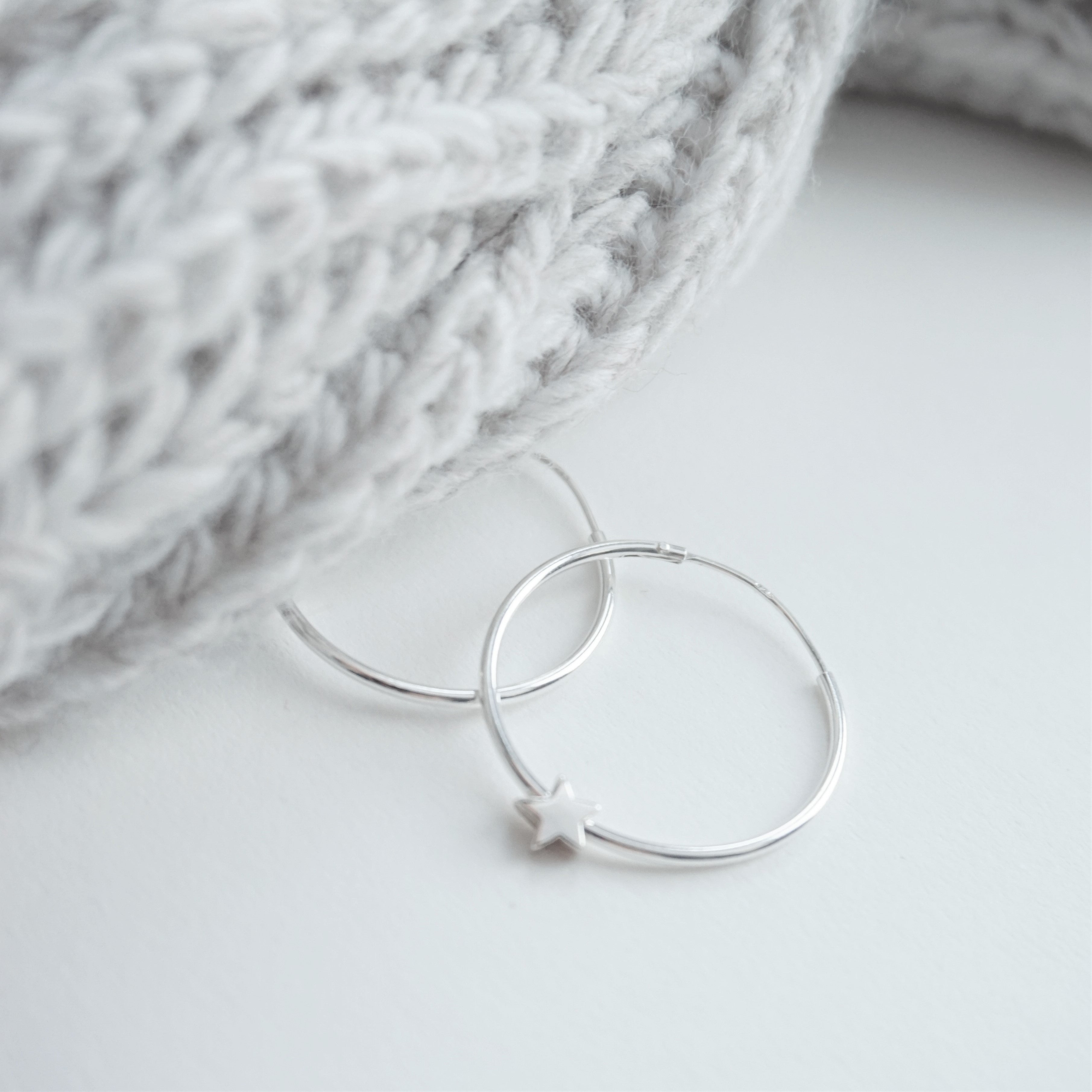 sterling silver hoop earrings with star beads