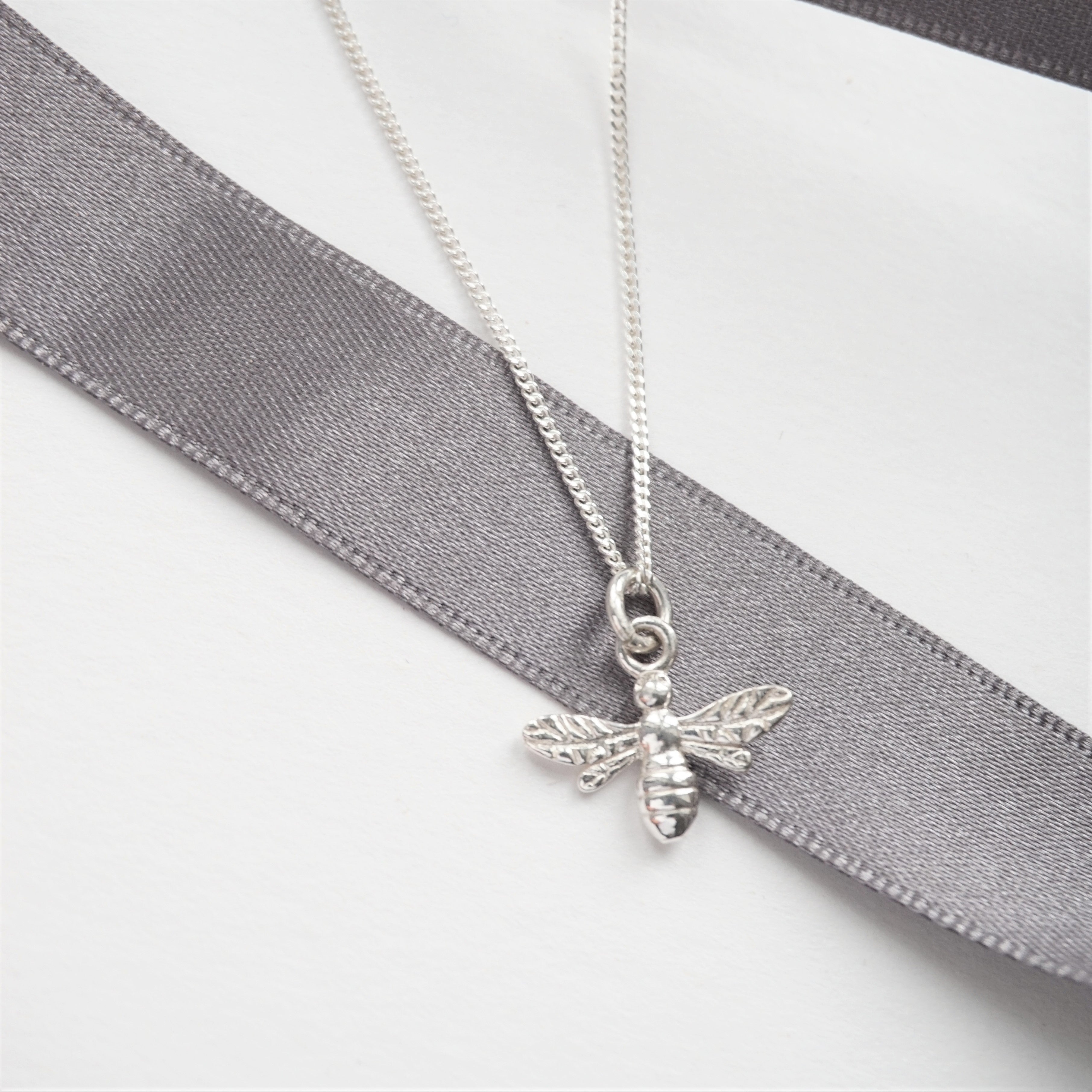 sterling silver necklace with bumble bee charm