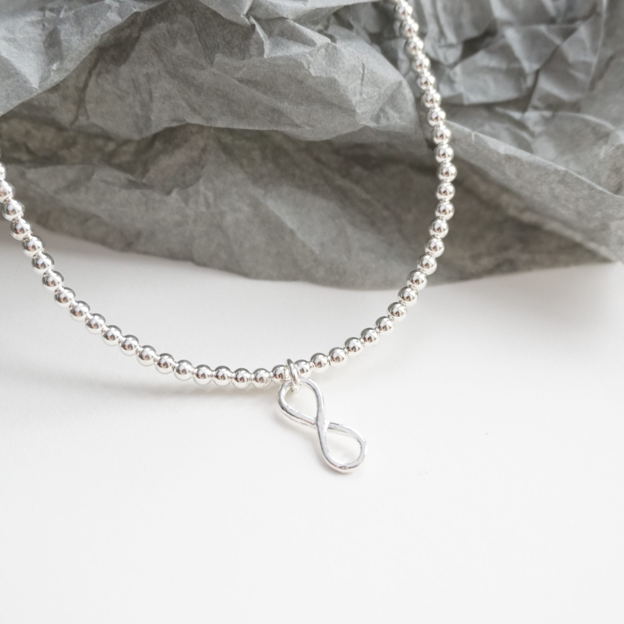 sterling silver anklet with infinity charm