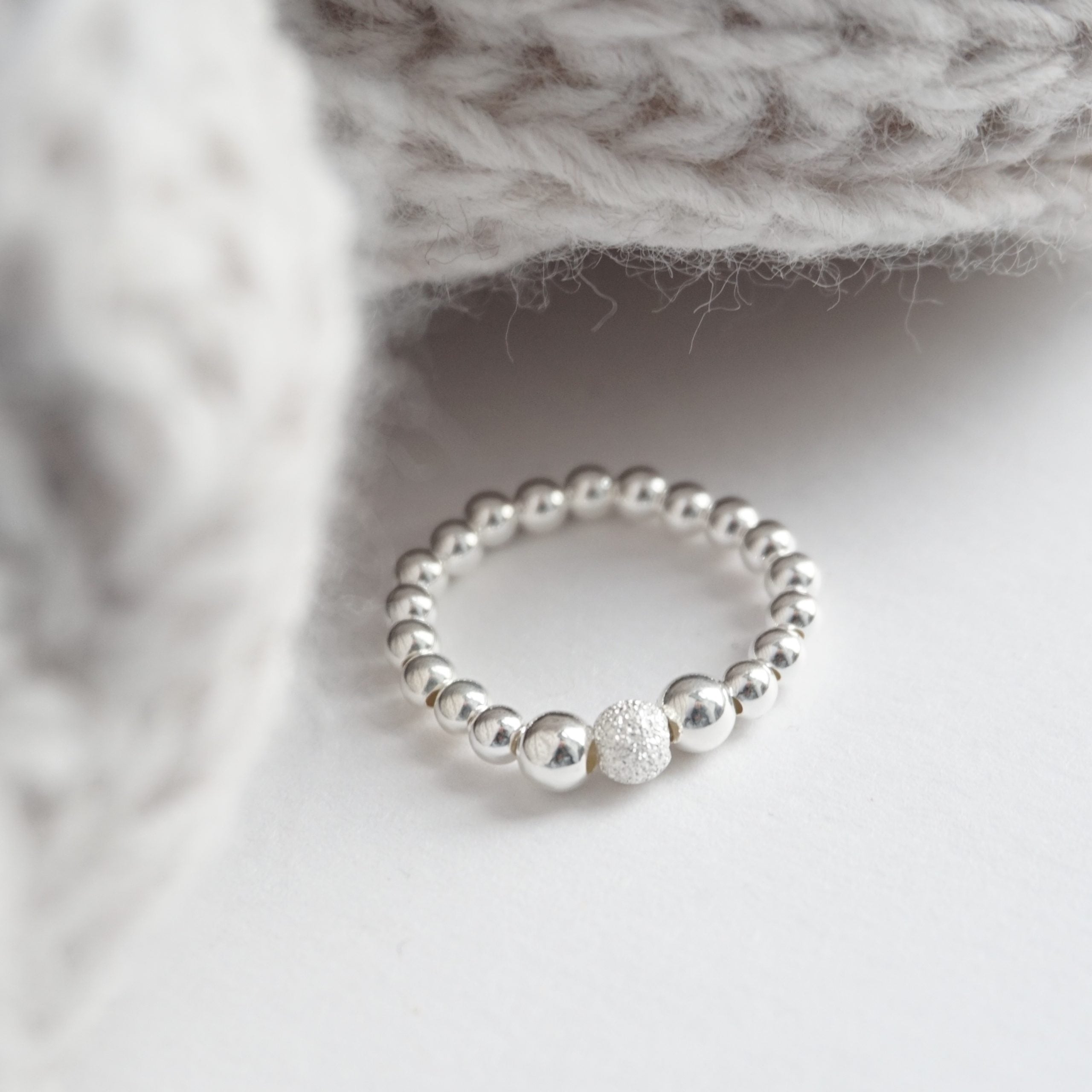 sterling silver ring with stardust bead