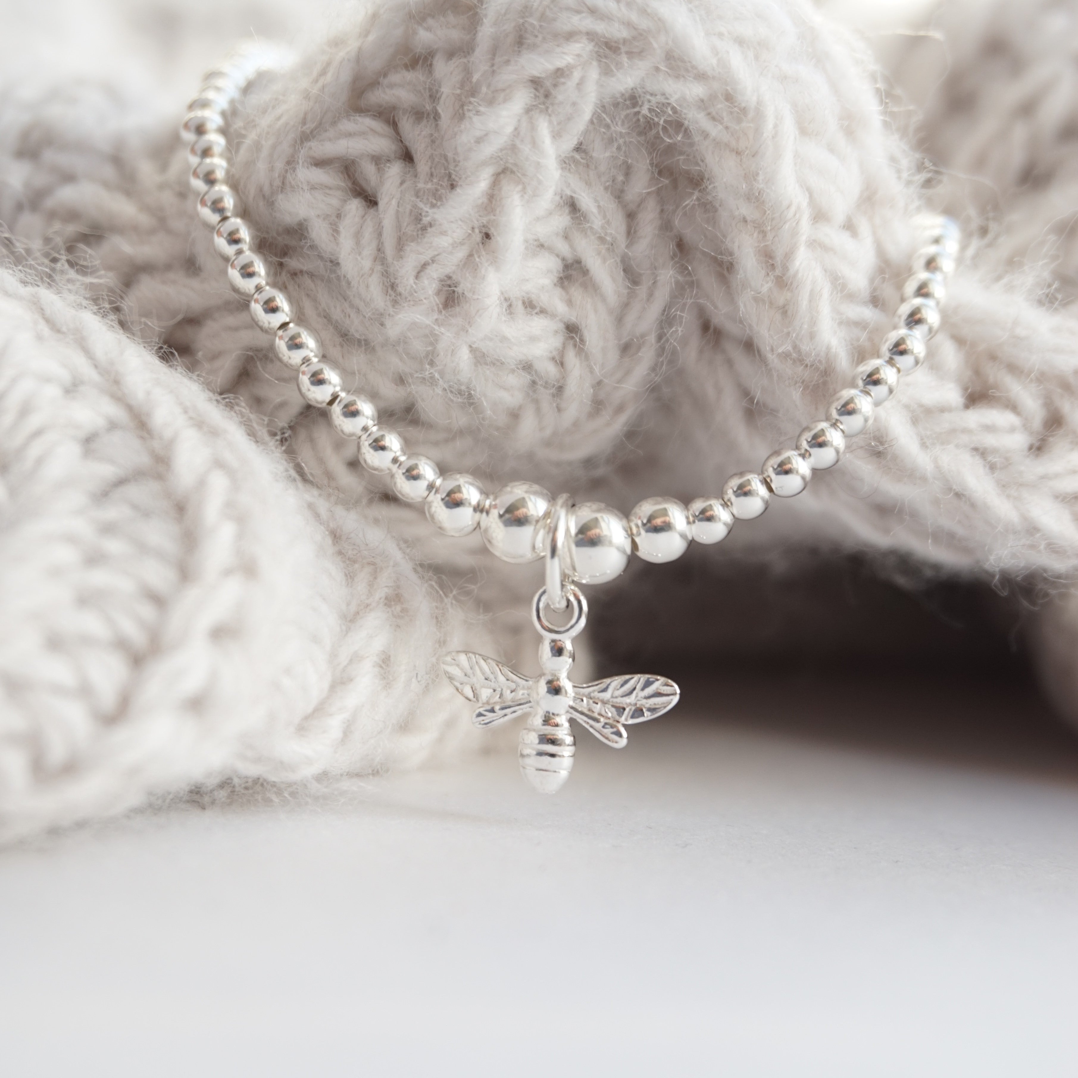 sterling silver bracelet with bumble bee charm