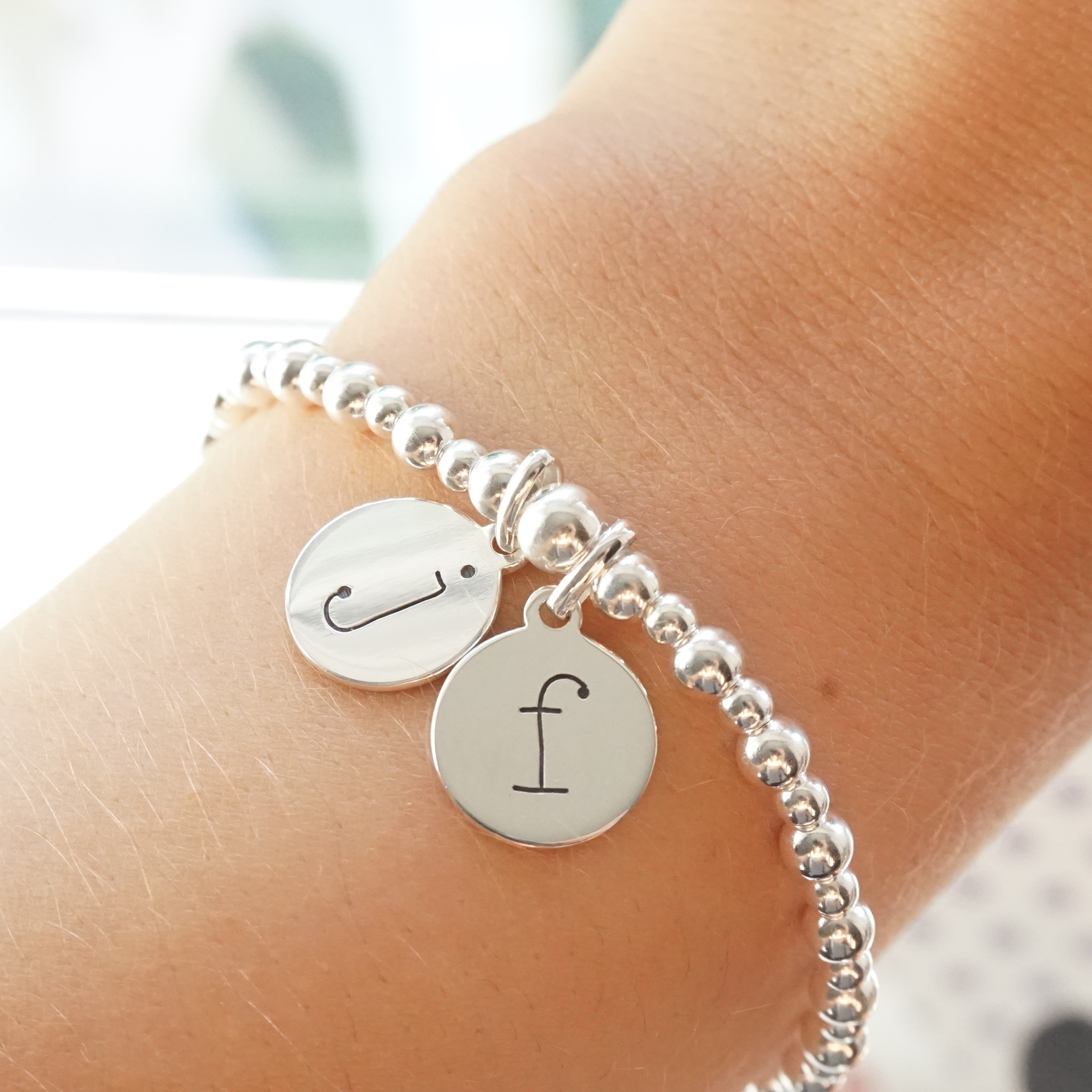 Sterling silver initial bracelet