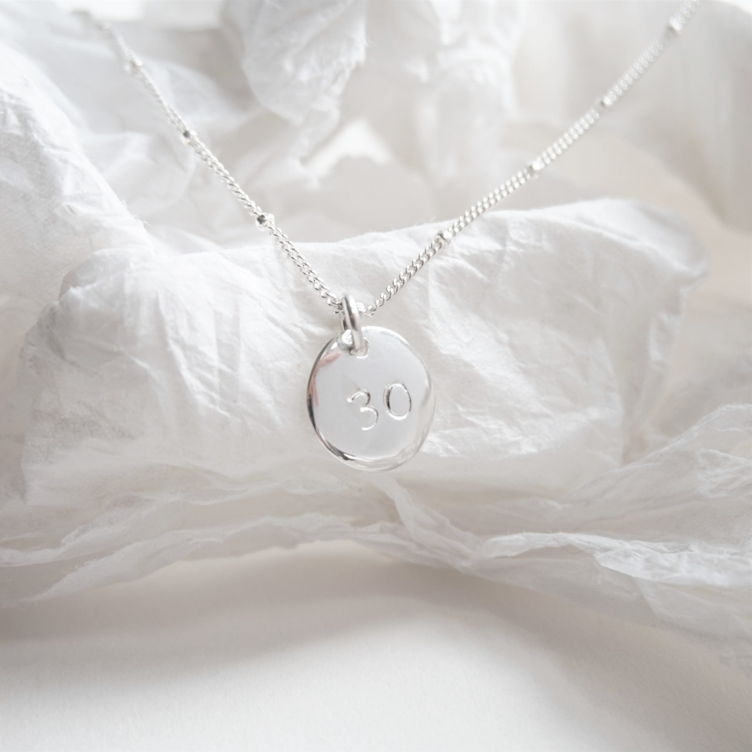 sterling silver number stamped necklace