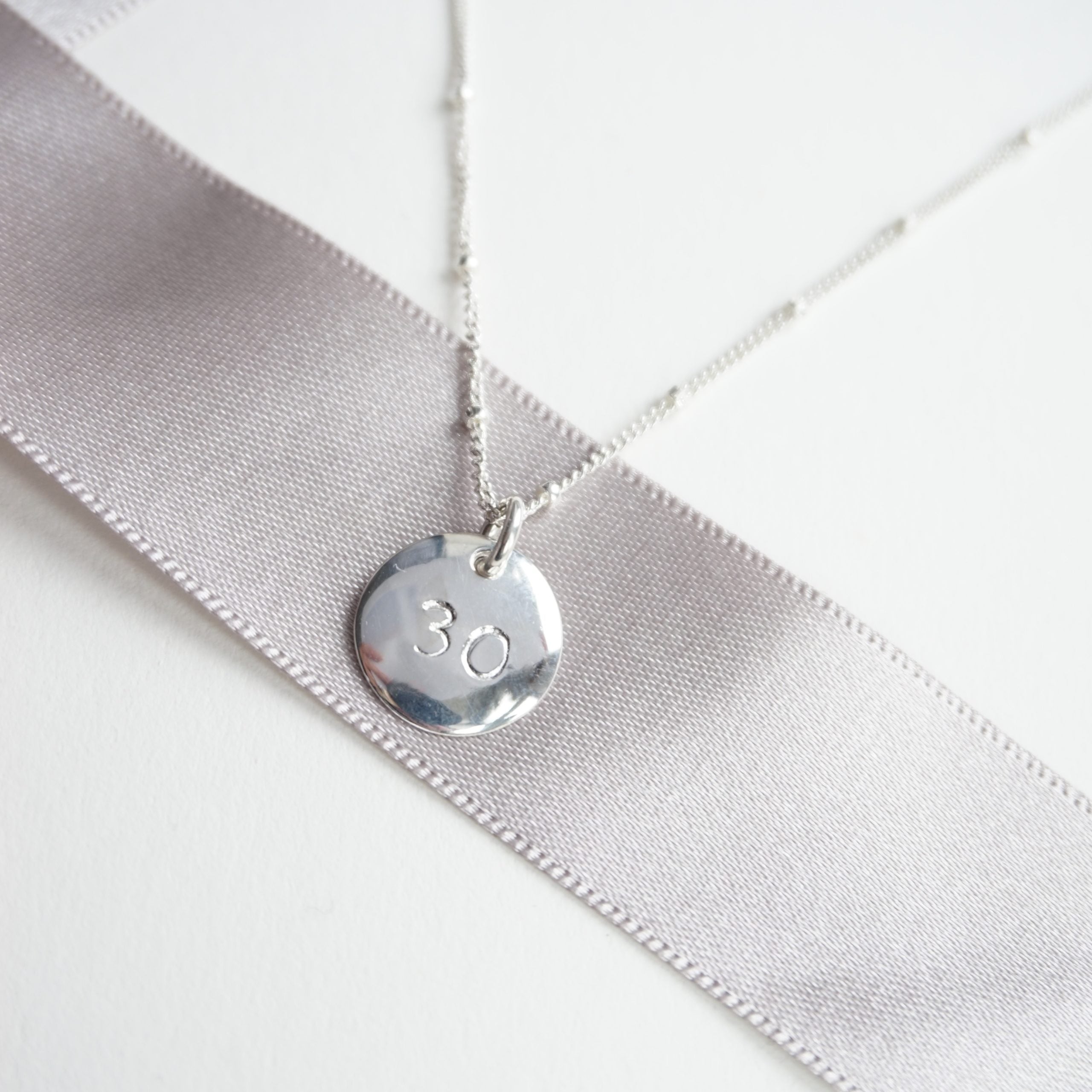 sterling silver number stamped necklace