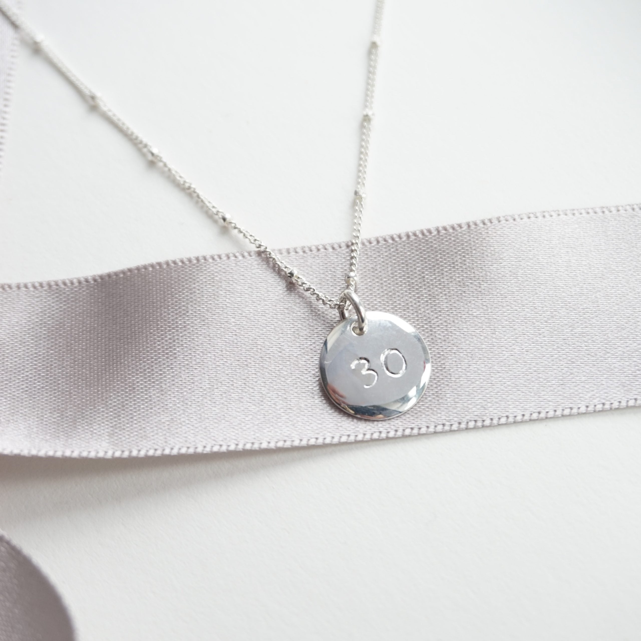 sterling silver number stamped necklace