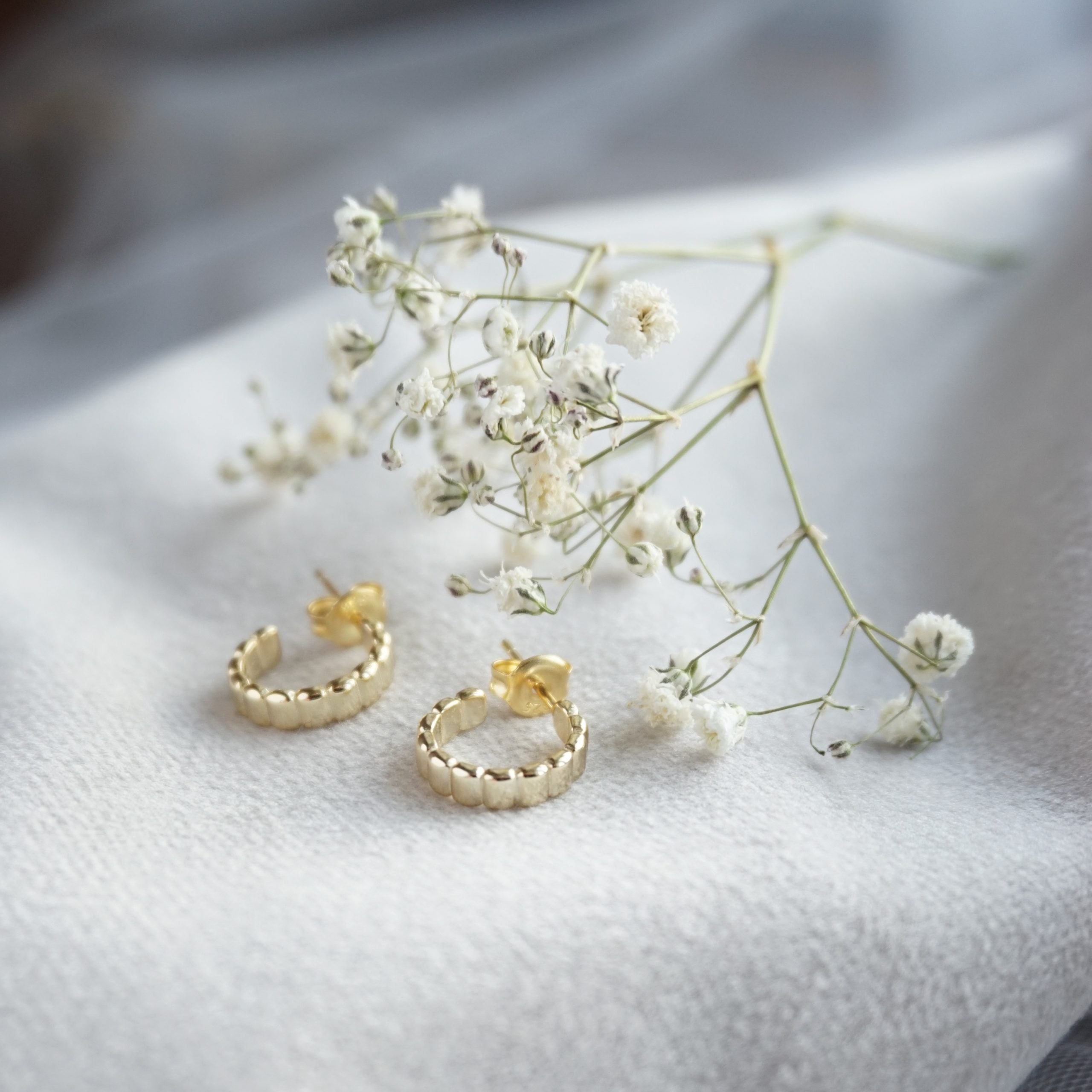 gold beaded hoop earrings