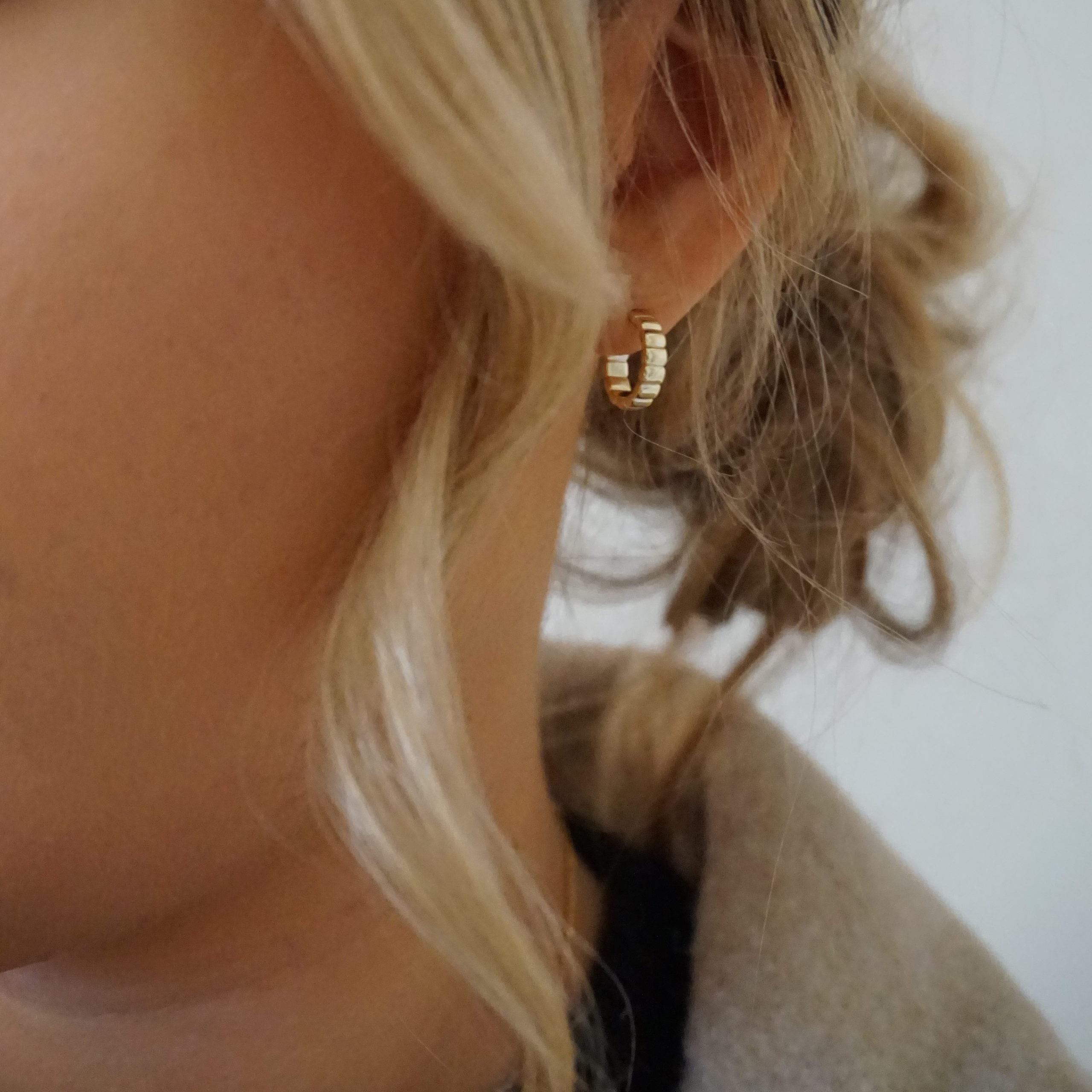 gold beaded hoop earring