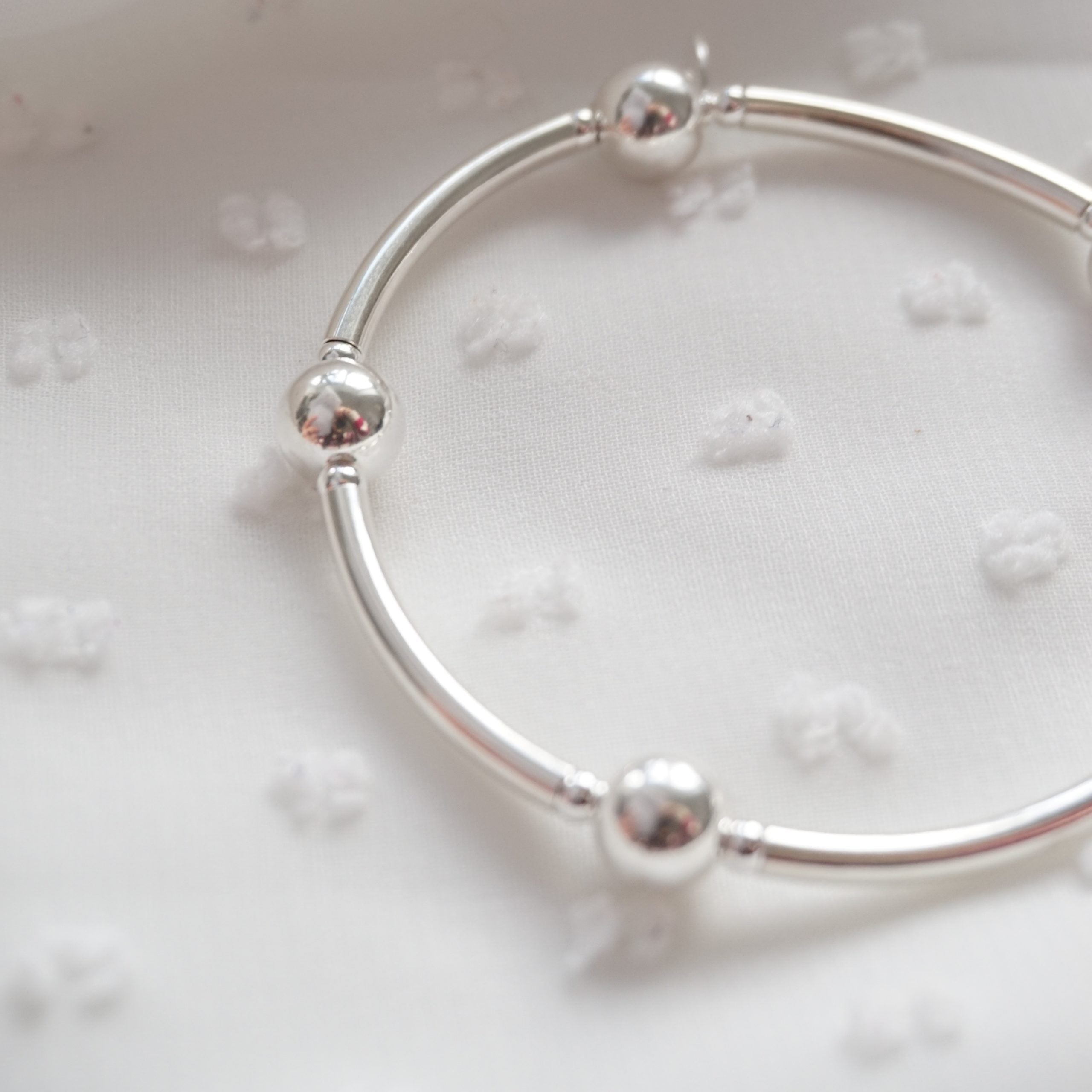 sterling silver chunky sphere noodle bracelet