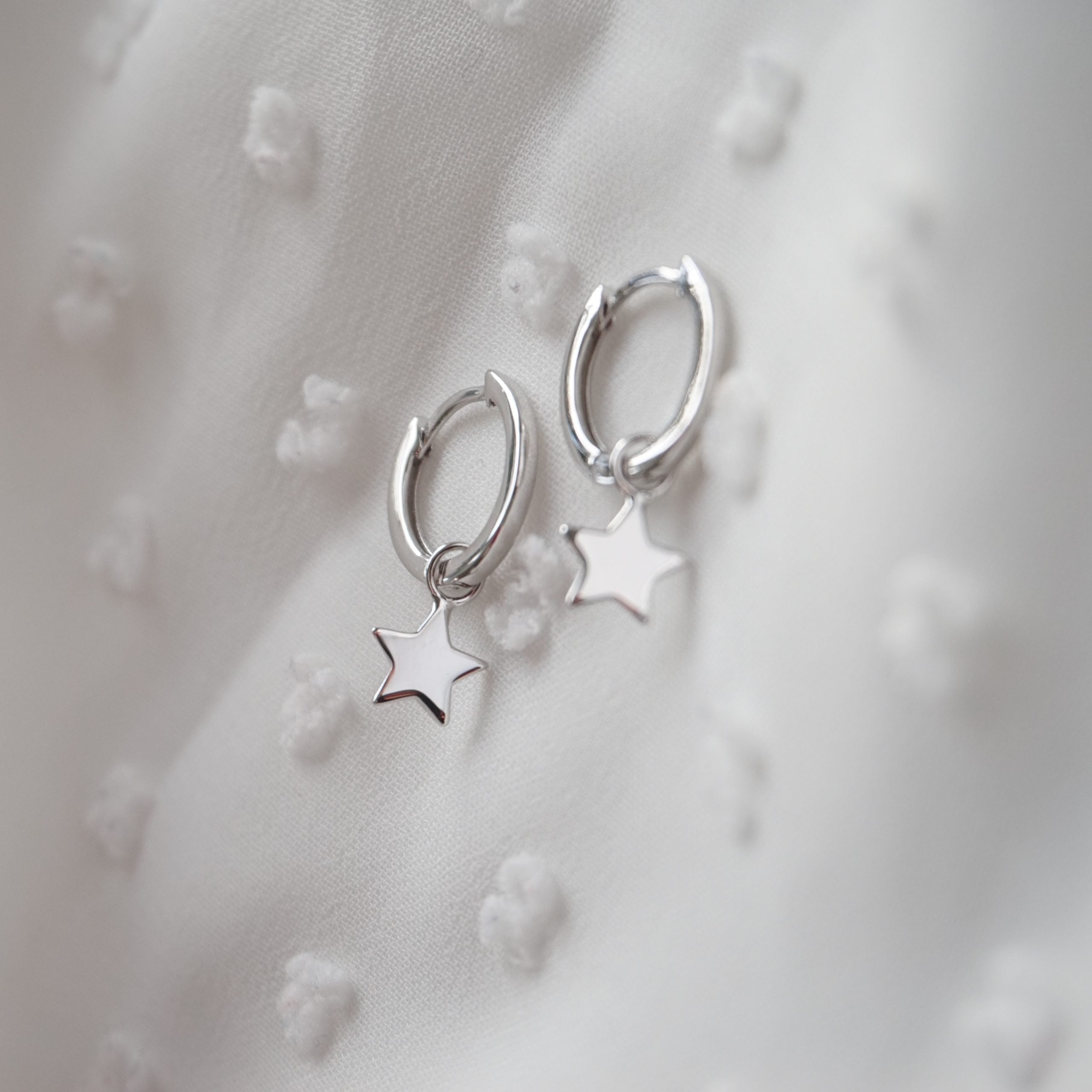 sterling silver star hoop earrings