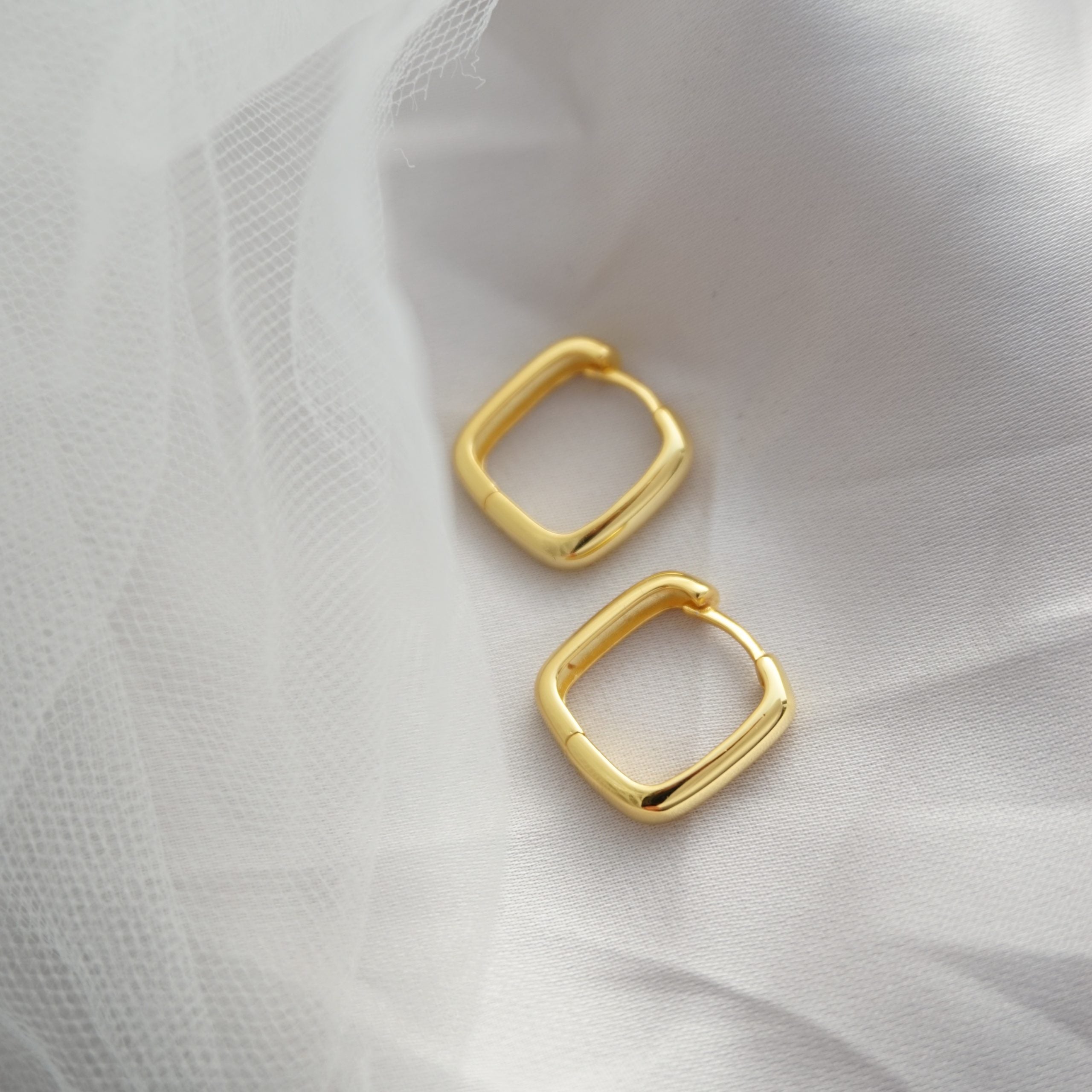 gold square hoop earrings