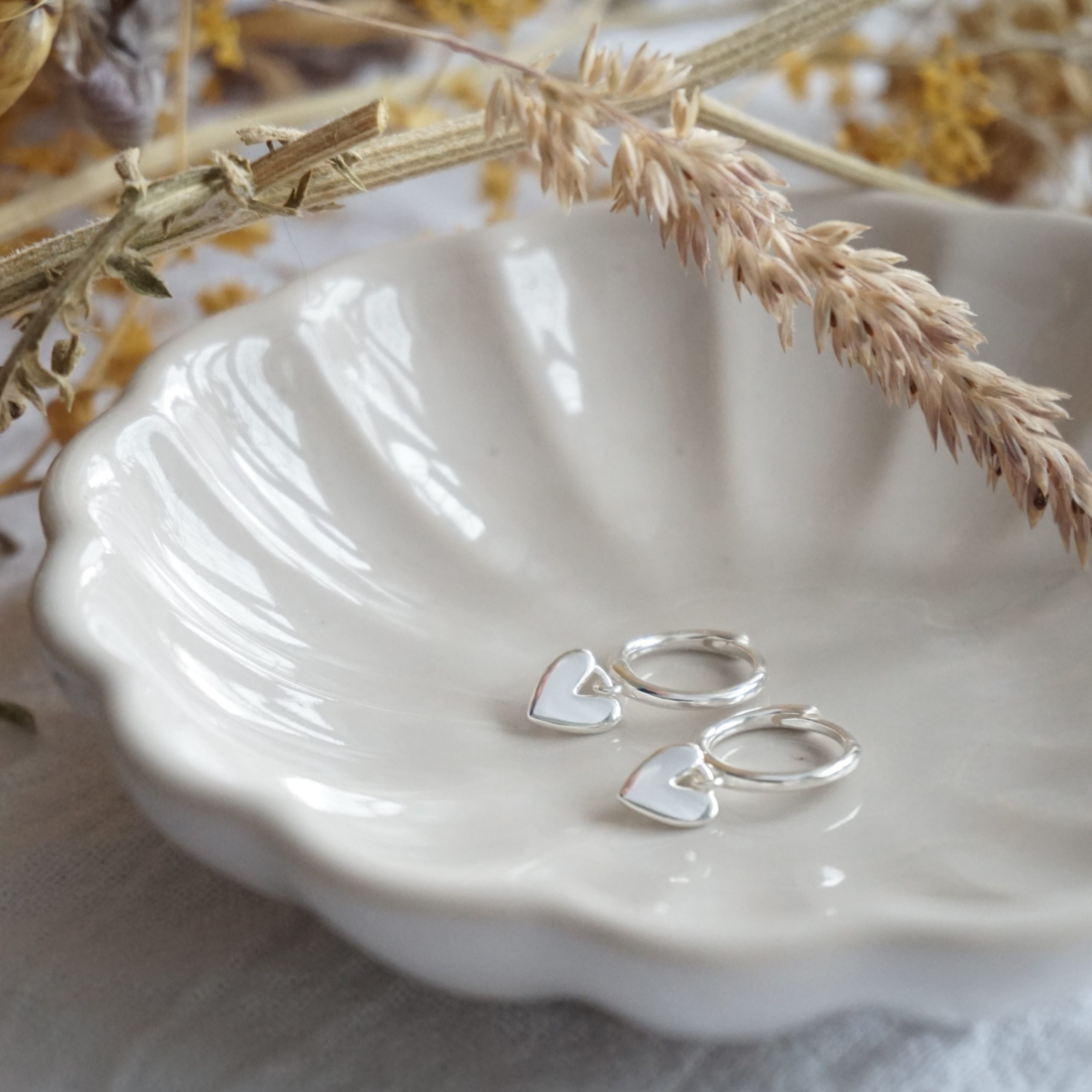 sterling silver heart hoop earrings