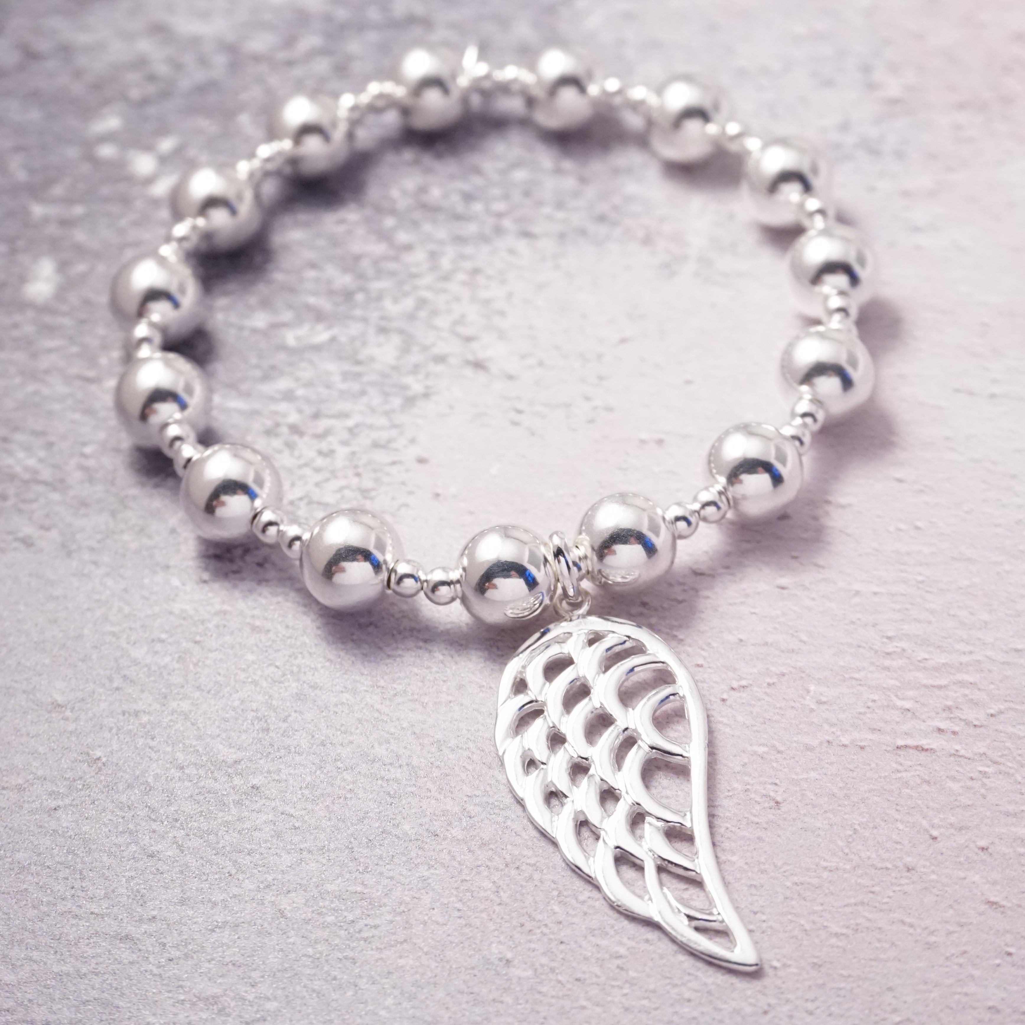 sterling silver chunky angel wing bracelet