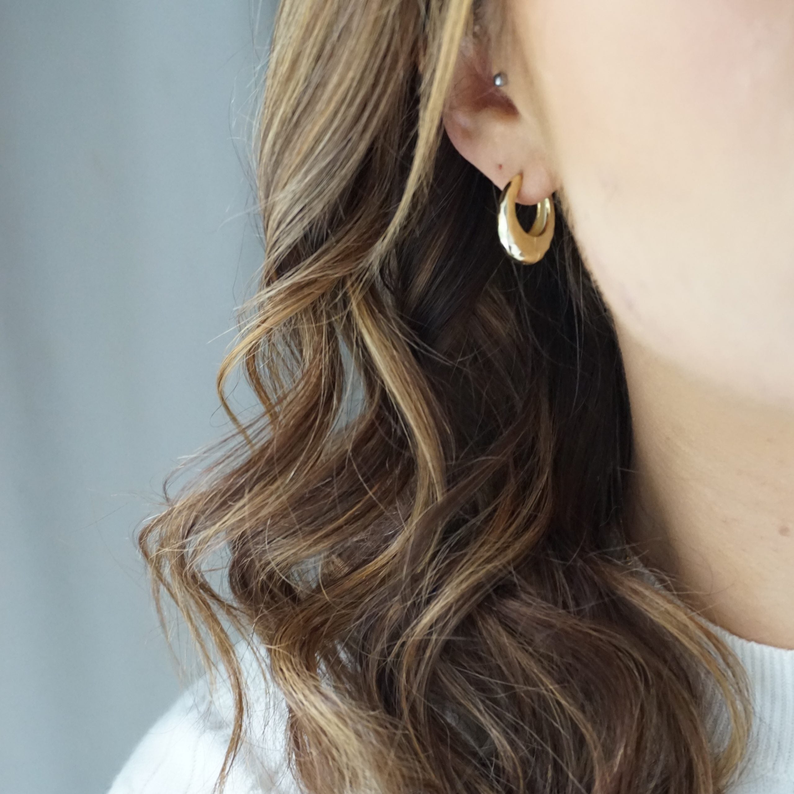 gold textured hoop earrings