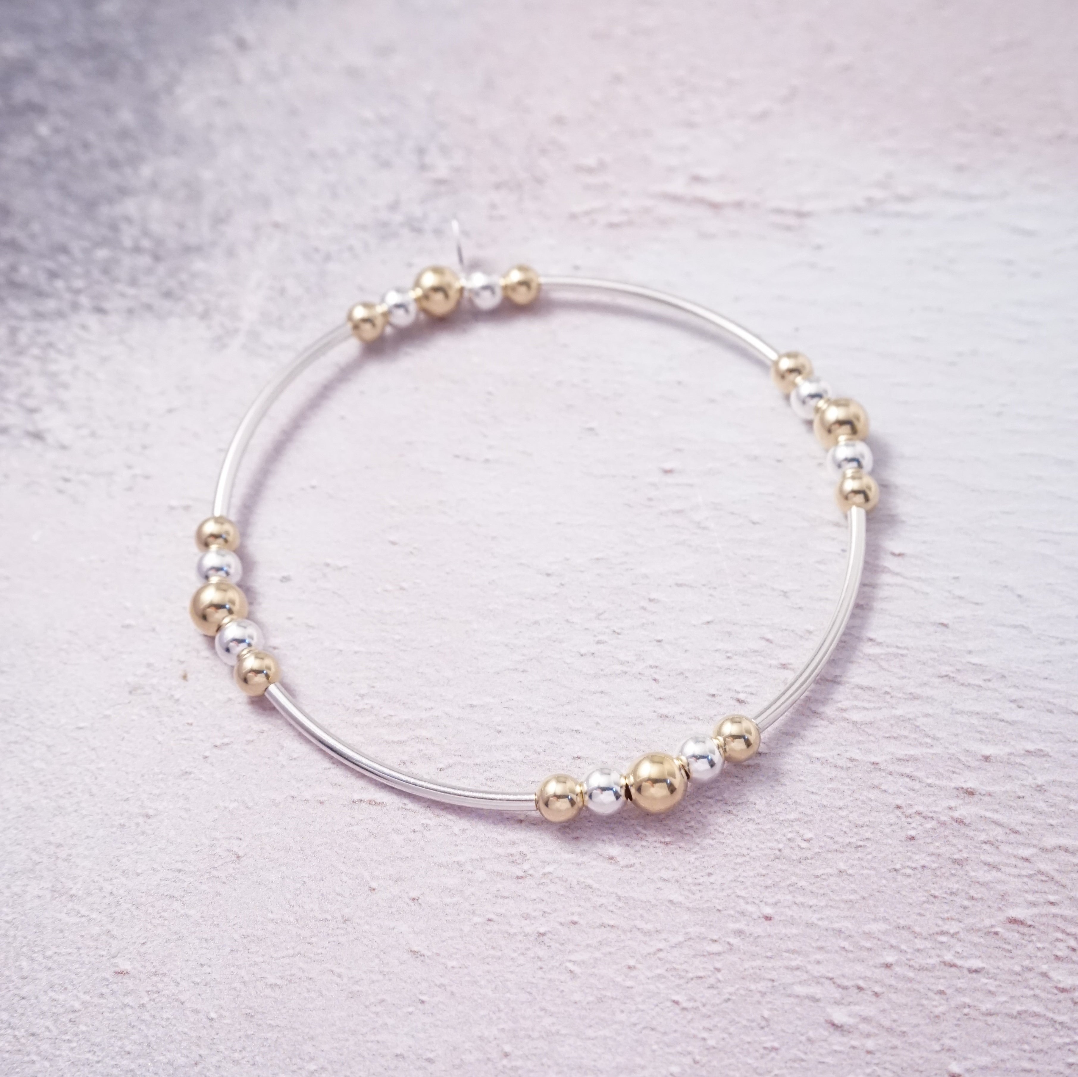 Sterling Silver and Gold Stretch Noodle Bracelet