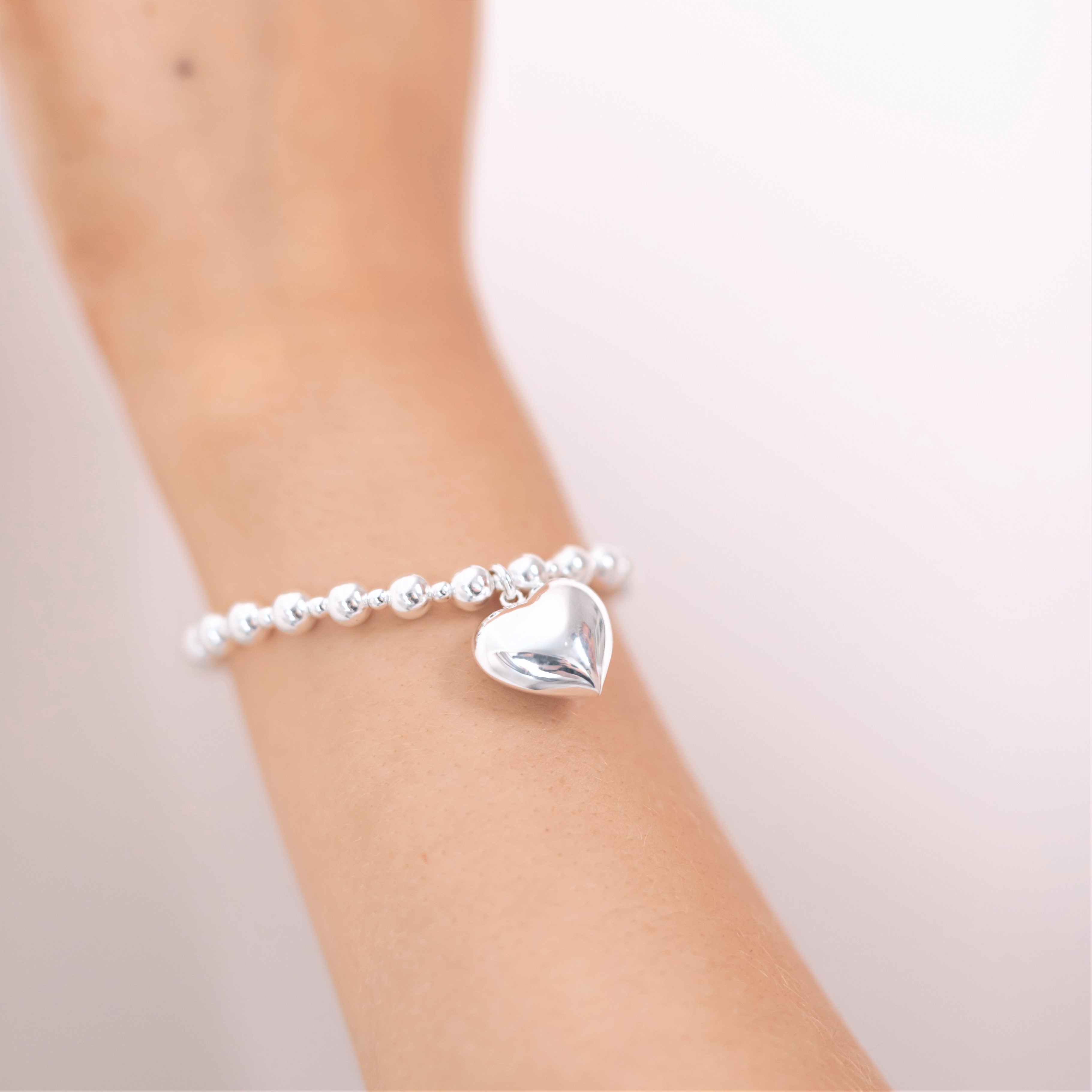 Sterling silver chunky bracelet with chunky heart charm