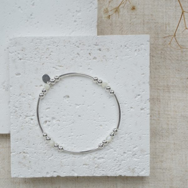 sterling silver and mother of pearl noodle bracelet