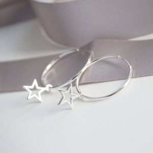 sterling silver star hoop earrings