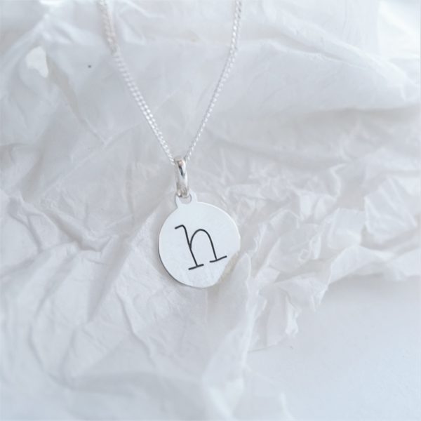 Sterling silver necklace with lowercase initial