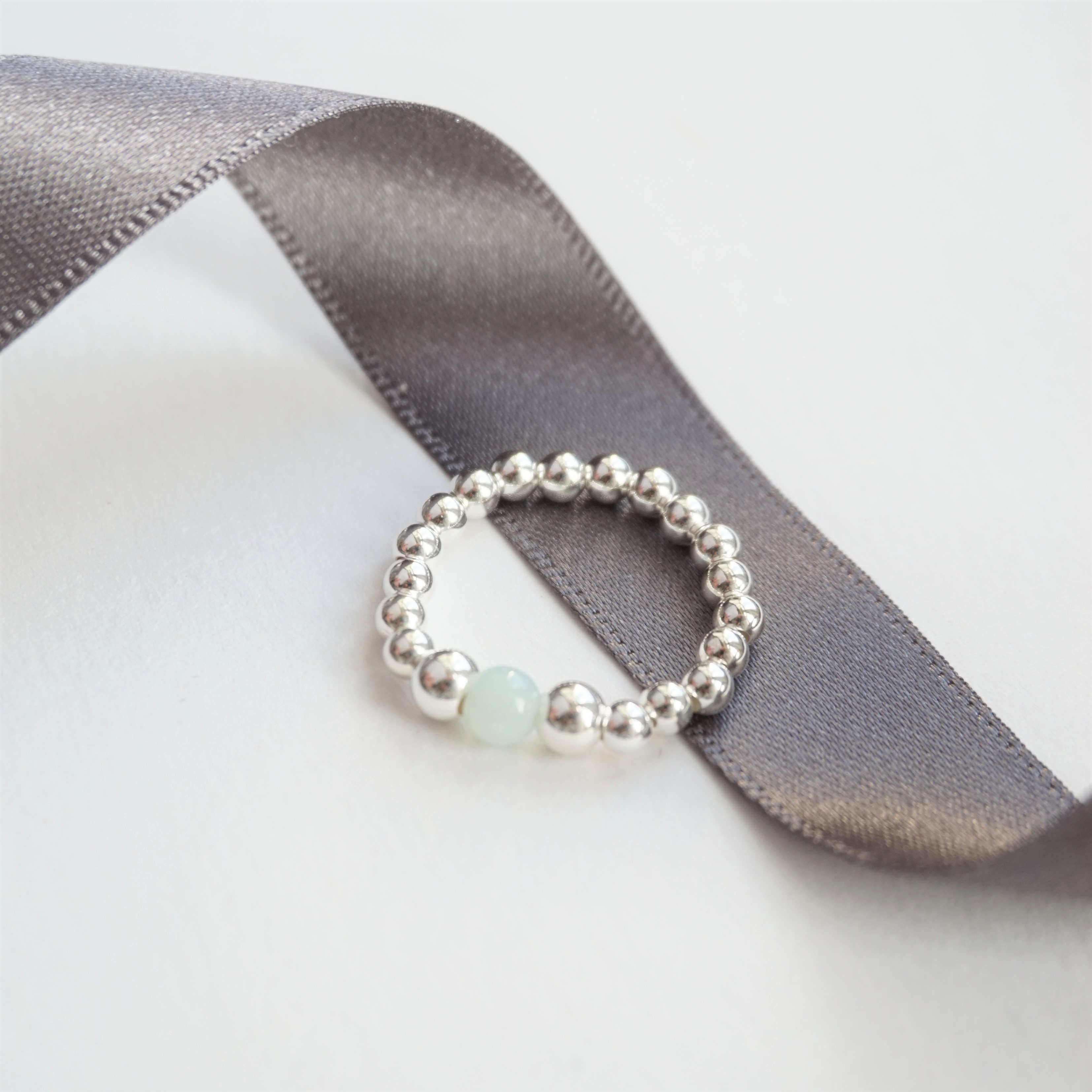 sterling silver and chinese amazonite stretch ring