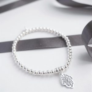 sterling silver bracelet with hamsa hand charm