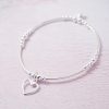 Sterling Silver Stretch Noodle Bracelet with Open Heart Charm