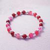 Sterling Silver and Dyed Fuchsia Agate Chunky Stretch Stack Bracelet