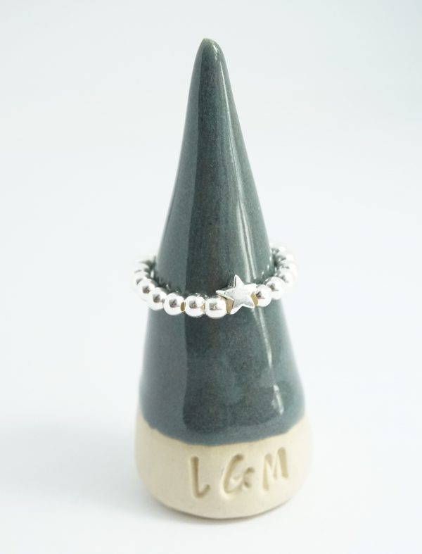 Sterling Silver Stretch Ring with Star Bead