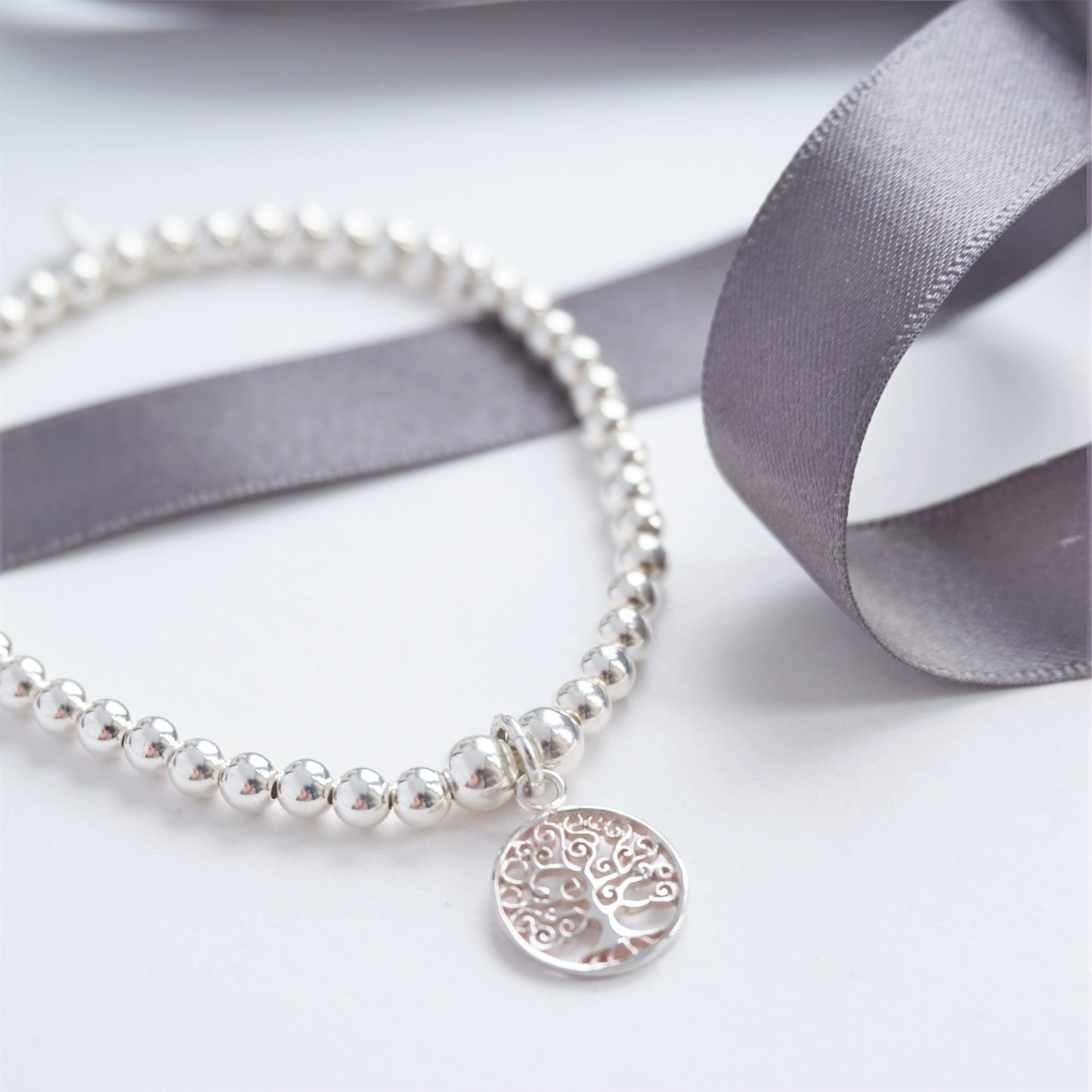 sterling silver bracelet with tree of life charm