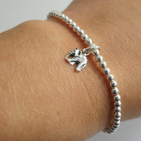Sterling Silver Stretch Bracelet with Elephant Charm