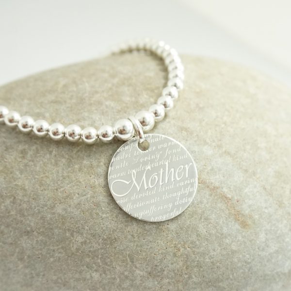 Sterling Silver Stretch Bracelet with Mother Disc