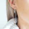 Sterling silver threader earrings with triple triangle charms