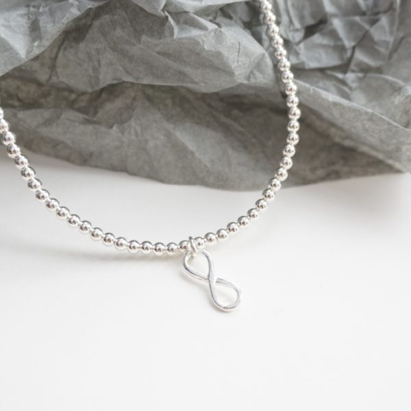 sterling silver anklet with infinity charm