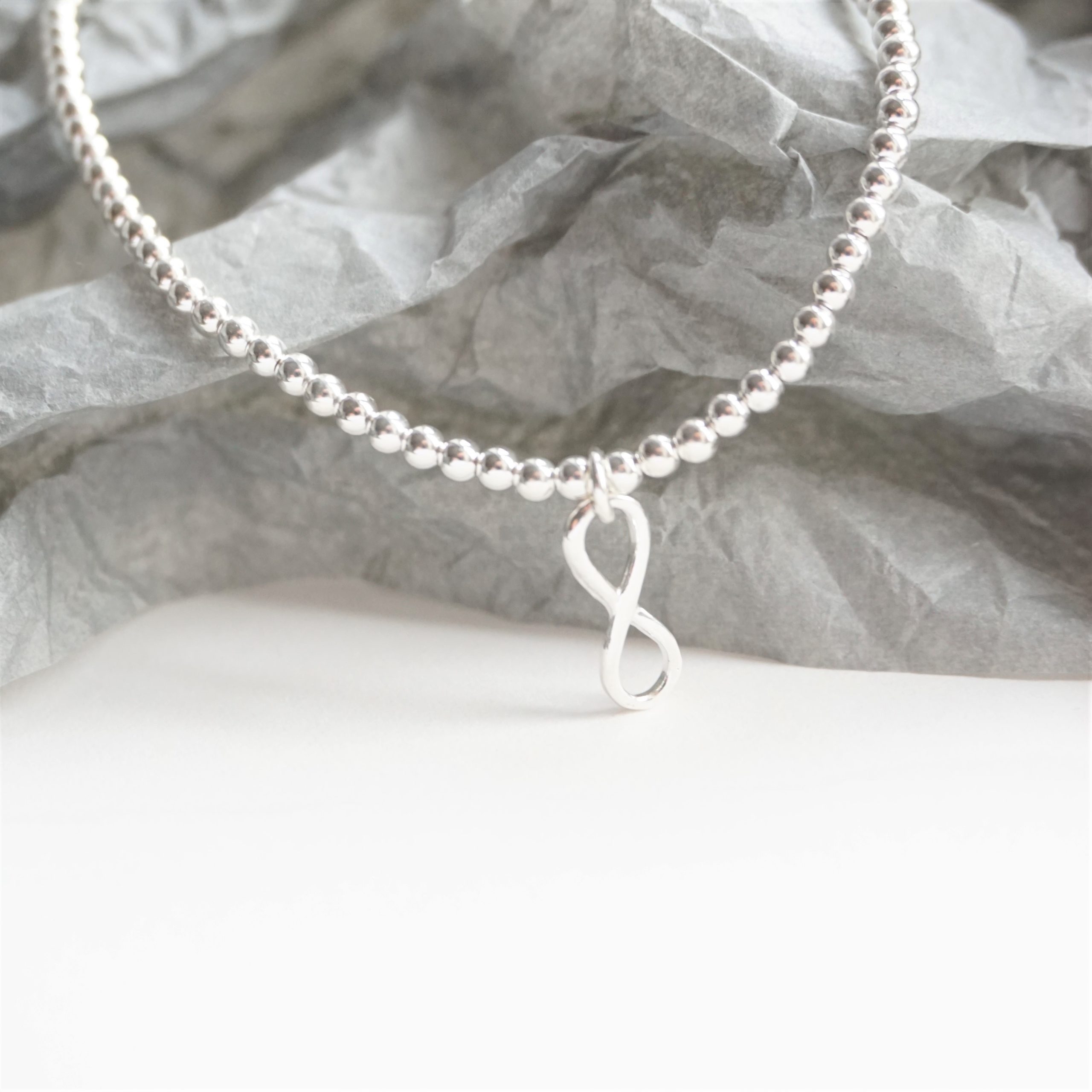 sterling silver anklet with infinity charm
