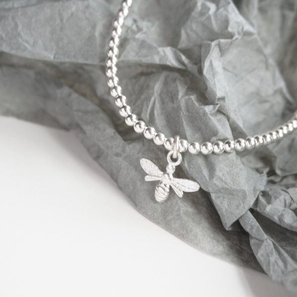 sterling silver anklet with bumble bee charm