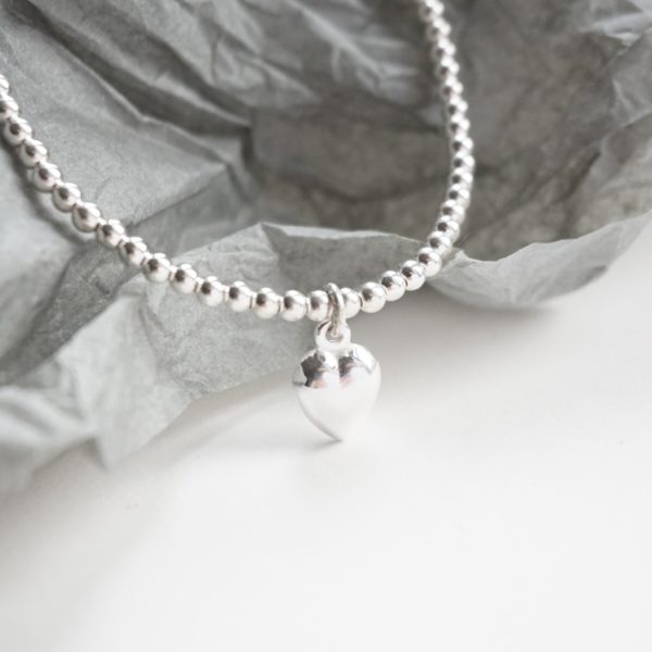 sterling silver anklet with heart charm