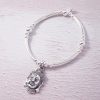 Sterling Silver Chunky Noodle Bracelet with Buddha Charm
