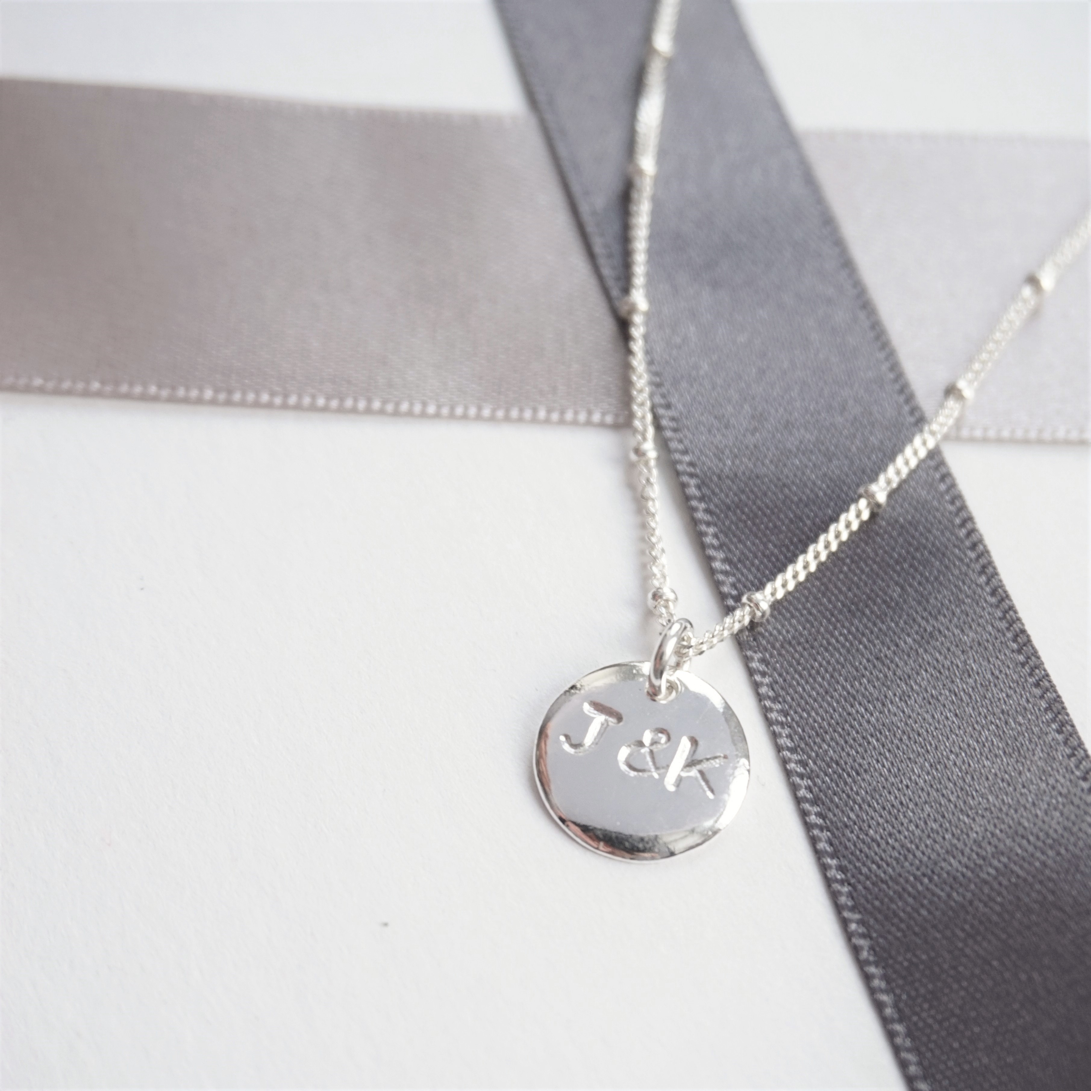 sterling silver initial duo stamped necklace