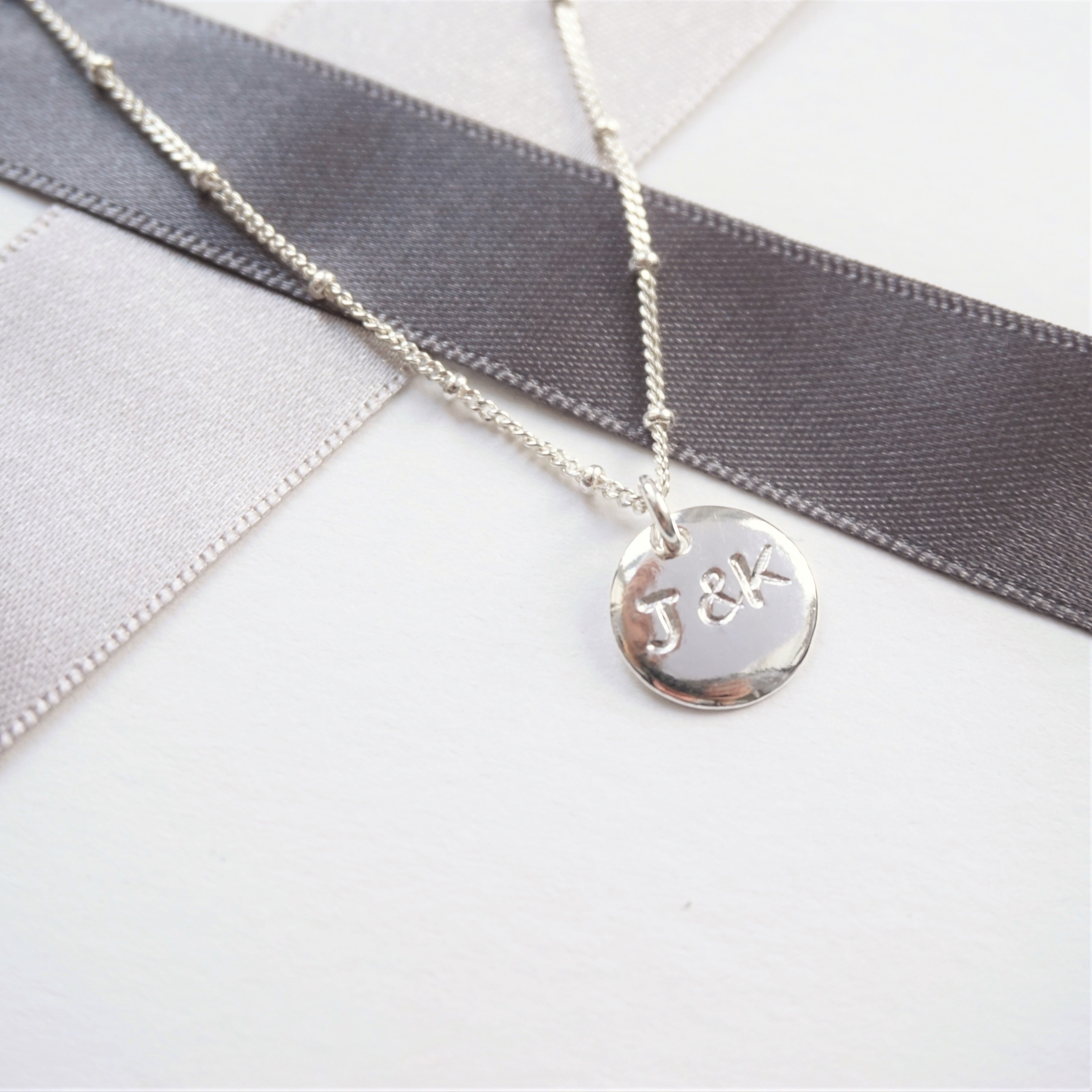 sterling silver initial duo stamped necklace