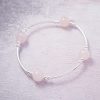 Sterling silver and rose quartz noodle bracelet