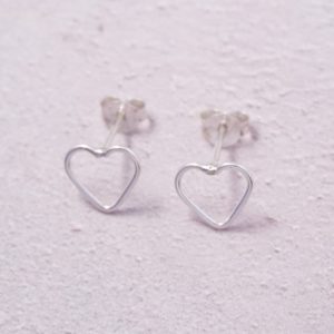 sterling silver open heart stud earrings