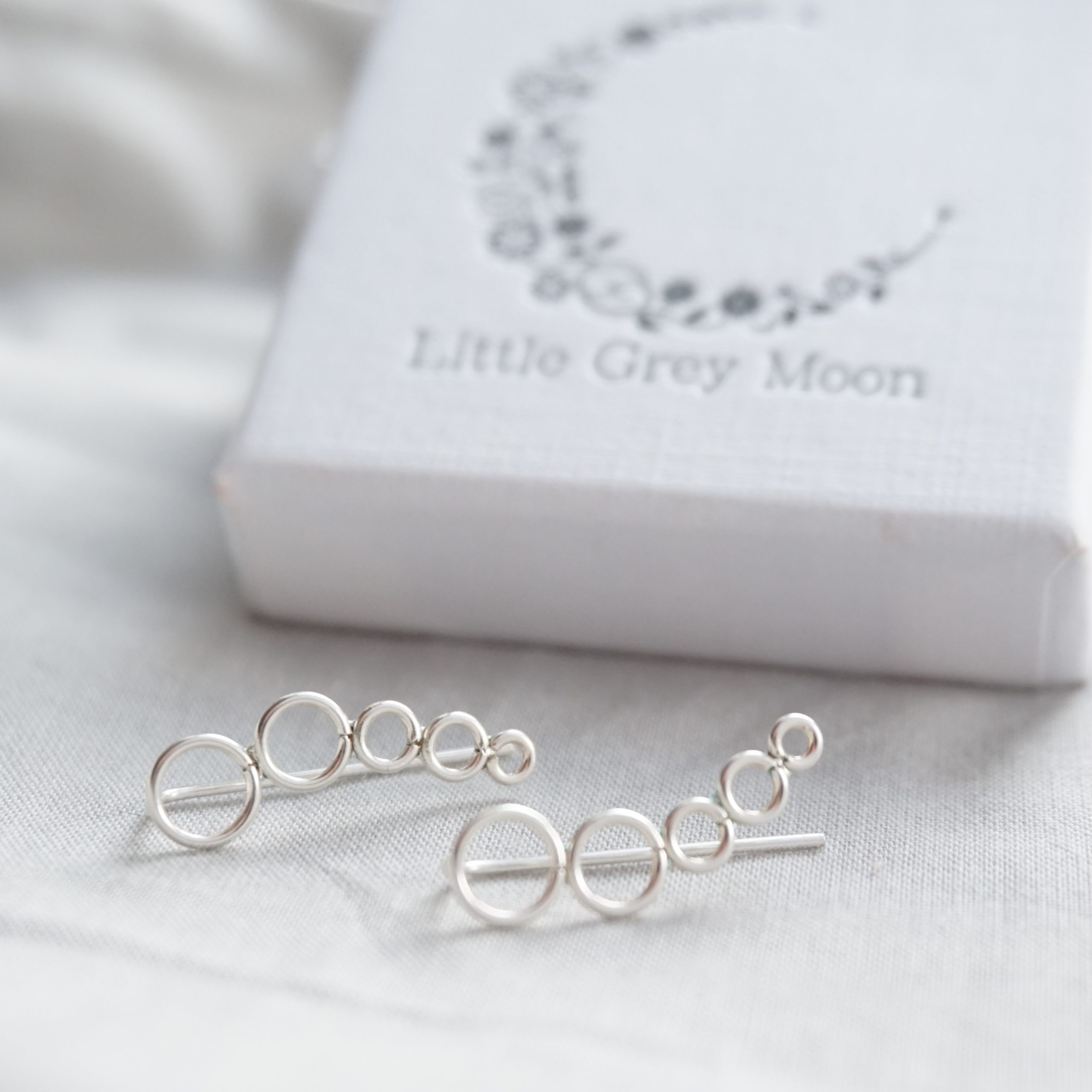 sterling silver circle climber earrings