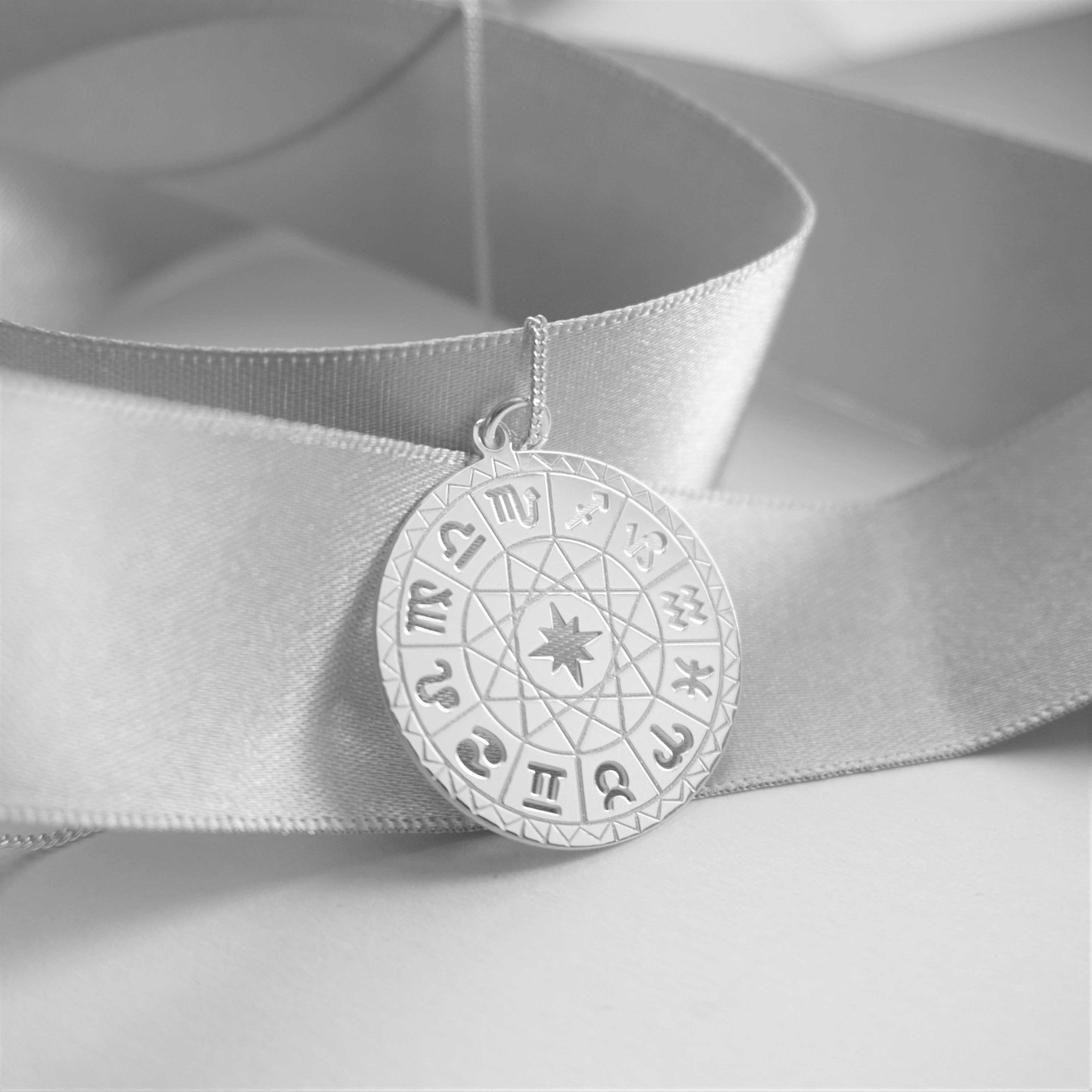 sterling silver necklace with horoscope pendant charm