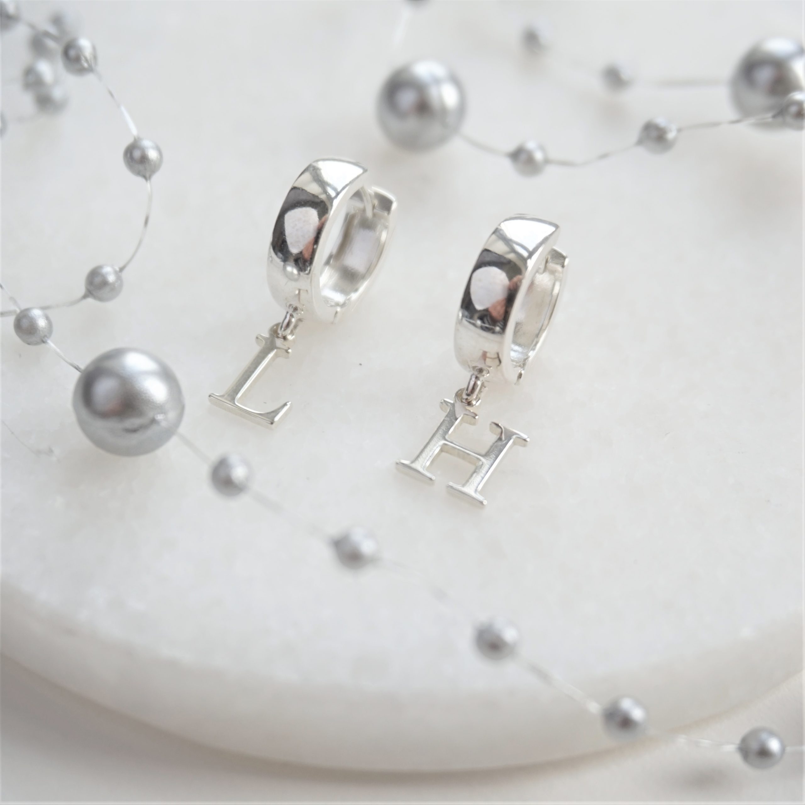 sterling silver initial hoop earrings