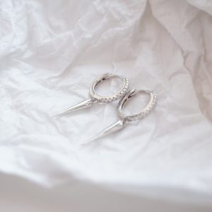 silver spike hoop earrings