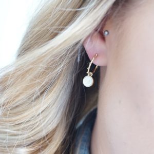 gold sunshine pearl hoop earrings