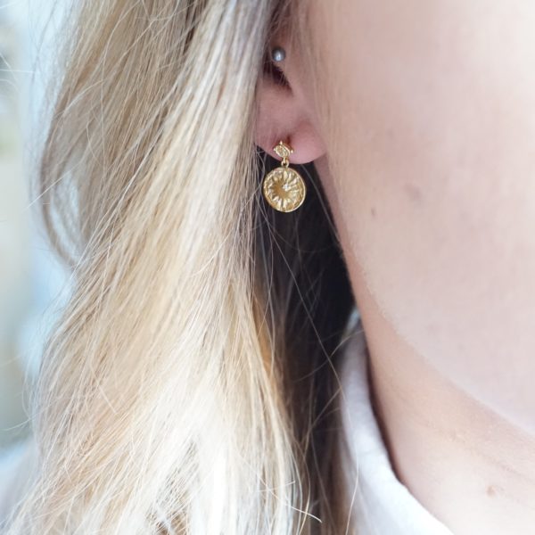 gold sun and moon drop earrings