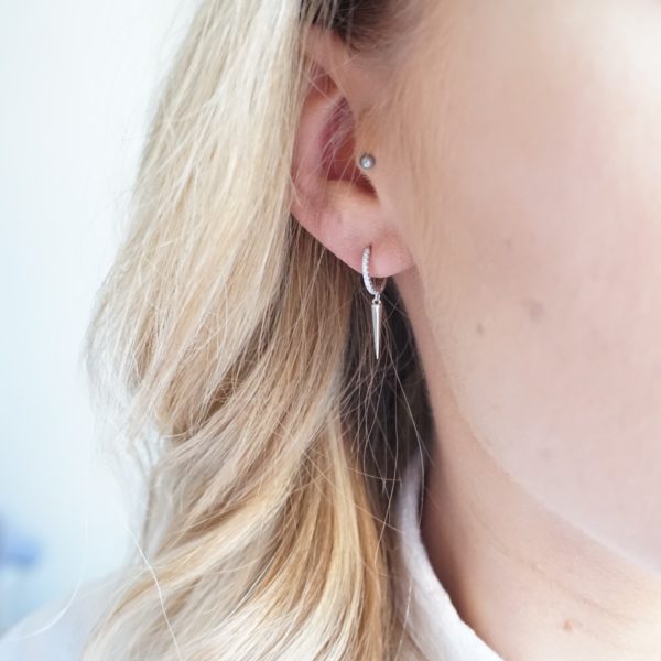 sterling silver spike hoop earrings