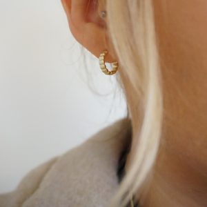 gold beaded hoop earring
