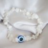 sterling silver and moonstone bracelet with evil eye